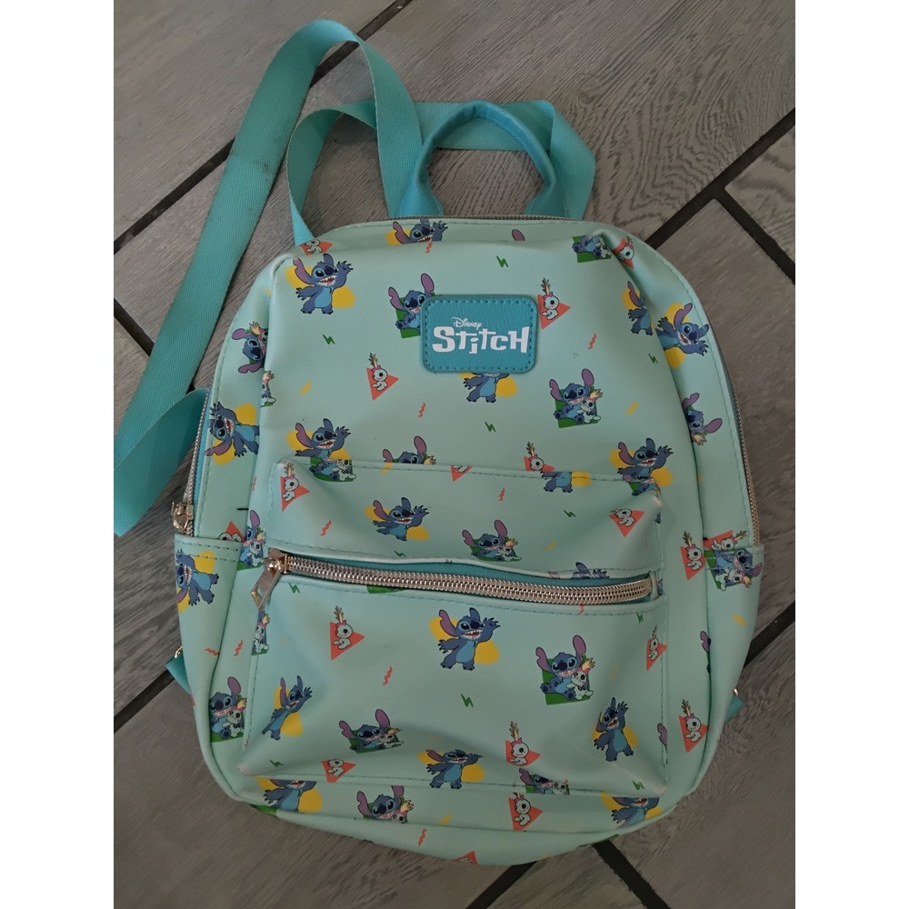 Disney Lilo & Stitch Mini Backpack Bioworld Teal All Over Print Stitch & Scrump